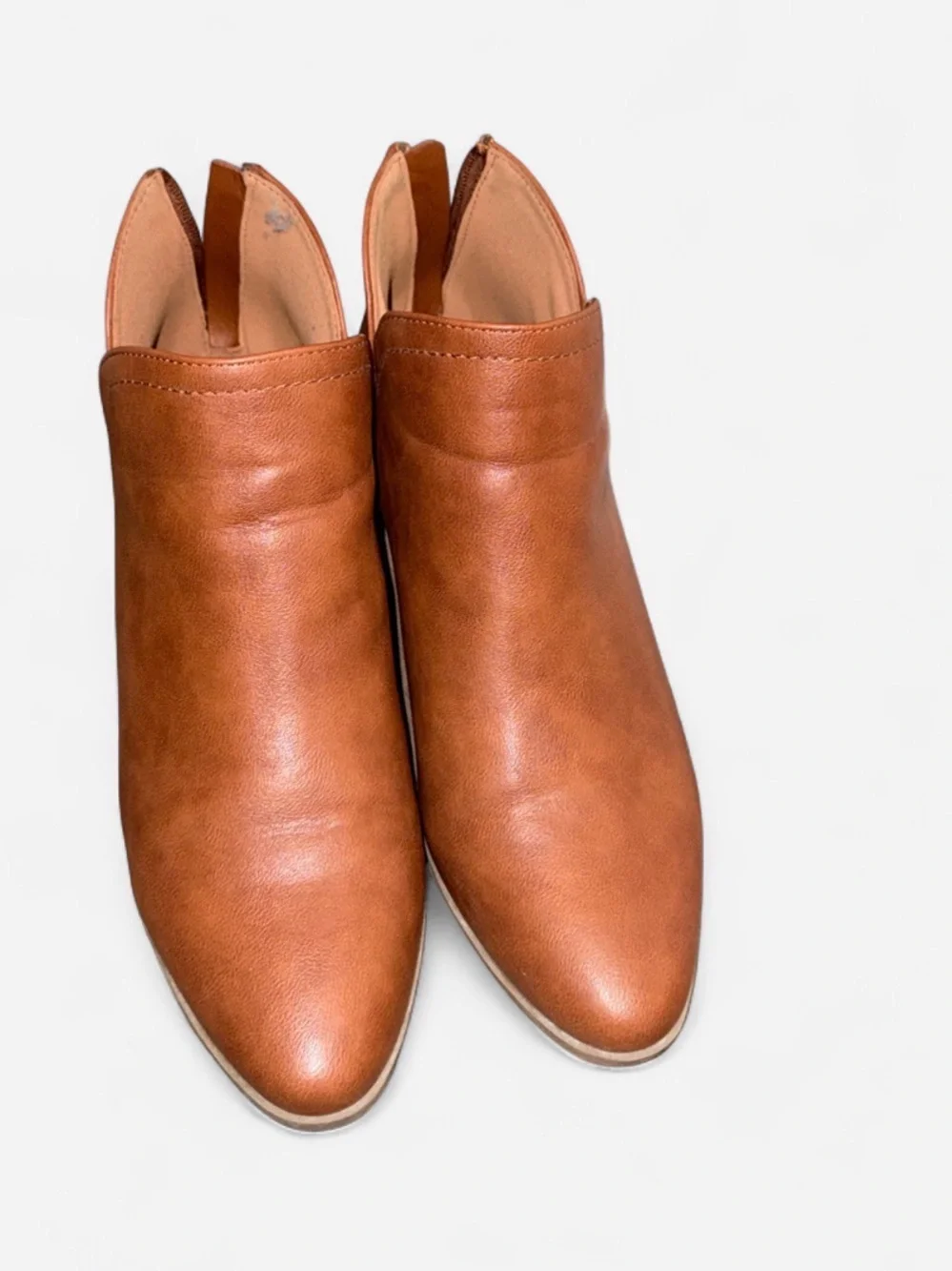 Maurices Cognac Brown Leather Ankle Booties